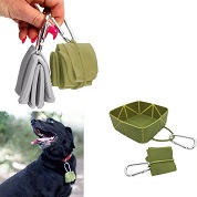 Portable foldable silicone dog feeding bowl